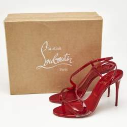 Pre Owned Christian Louboutin Red Patent Leather Rosalie Sandals Size 40