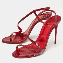 Pre Owned Christian Louboutin Red Patent Leather Rosalie Sandals Size 40