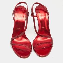 Pre Owned Christian Louboutin Red Patent Leather Rosalie Sandals Size 40