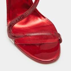 Pre Owned Christian Louboutin Red Patent Leather Rosalie Sandals Size 40