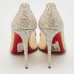 Christian Louboutin Beige Mesh and Glitter Follies Strass Pumps Size 41.5