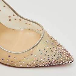 Christian Louboutin Beige Mesh and Glitter Follies Strass Pumps Size 41.5