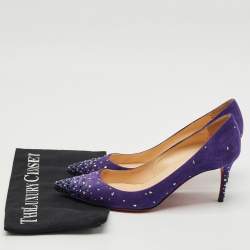 Christian Louboutin Purple Suede Crystal Embellished Gravitanita Pumps Size 38.5