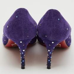 Christian Louboutin Purple Suede Crystal Embellished Gravitanita Pumps Size 38.5