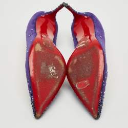 Christian Louboutin Purple Suede Crystal Embellished Gravitanita Pumps Size 38.5