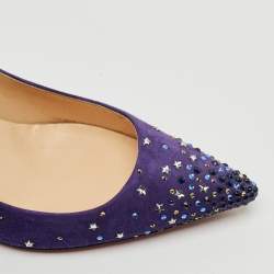 Christian Louboutin Purple Suede Crystal Embellished Gravitanita Pumps Size 38.5