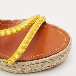 Christian Louboutin Yellow Patent Leather Mafaldina Zeppa Wedge Ankle Strap Sandals Size 40