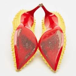 Christian Louboutin Yellow Patent Leather Pigalle Spikes Pumps Size 39