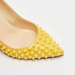 Christian Louboutin Yellow Patent Leather Pigalle Spikes Pumps Size 39