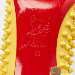 Christian Louboutin Yellow Patent Leather Pigalle Spikes Pumps Size 39