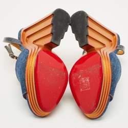 Christian Louboutin Blue Denim Mira Colunata Platform Sandals Size 40