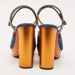 Christian Louboutin Blue Denim Mira Colunata Platform Sandals Size 40