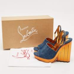 Christian Louboutin Blue Denim Mira Colunata Platform Sandals Size 40