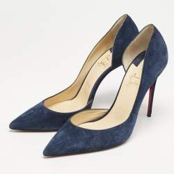 Christian Louboutin Navy Blue Suede Iriza D'orsay Pumps Size 40.5