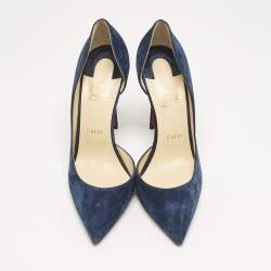 Christian Louboutin Navy Blue Suede Iriza D'orsay Pumps Size 40.5