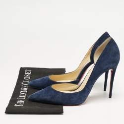 Christian Louboutin Navy Blue Suede Iriza D'orsay Pumps Size 40.5