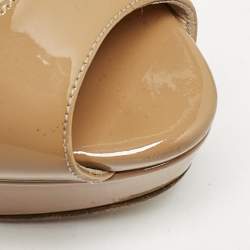 Christian Louboutin Beige Patent Leather Lady Peep Pumps Size 37