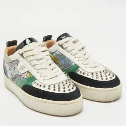 Christian Louboutin Multicolor Leather and Sequin Happyrui Sneakers Size 39