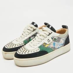 Christian Louboutin Multicolor Leather and Sequin Happyrui Sneakers Size 39