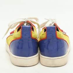 Christian Louboutin Multicolor Suede and Patent Leather Louis Junior Spikes Sneakers Size 37.5