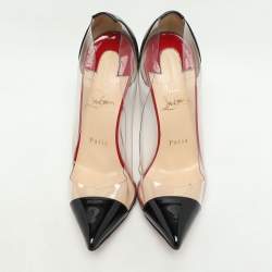 Christian Louboutin Black Patent Leather and PVC Debout Pumps Size 37.5