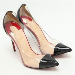 Christian Louboutin Black Patent Leather and PVC Debout Pumps Size 37.5