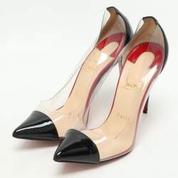 Christian Louboutin Black Patent Leather and PVC Debout Pumps Size 37.5