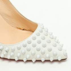 Christian Louboutin White Leather Pigalle Spikes Pumps Size 37.5