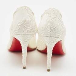 Christian Louboutin White Mesh and Lace Follies Strass Pumps Size 36