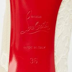 Christian Louboutin White Mesh and Lace Follies Strass Pumps Size 36