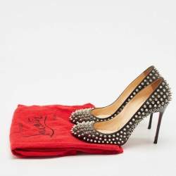 Christian Louboutin Black Leather Pigalle Spikes Pumps Size 38.5