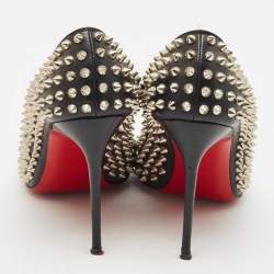 Christian Louboutin Black Leather Pigalle Spikes Pumps Size 38.5