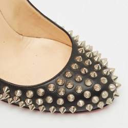 Christian Louboutin Black Leather Pigalle Spikes Pumps Size 38.5