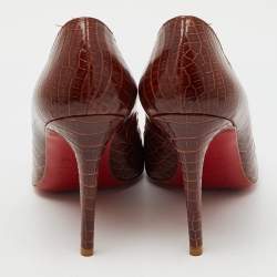Christian Louboutin Brown Crocodile Leather Pigalle Pumps Size 39