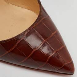 Christian Louboutin Brown Crocodile Leather Pigalle Pumps Size 39