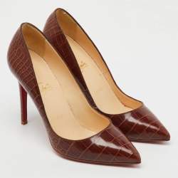 Christian Louboutin Brown Crocodile Leather Pigalle Pumps Size 39
