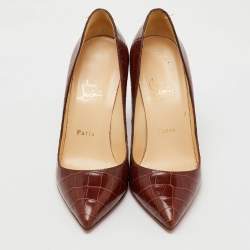 Christian Louboutin Brown Crocodile Leather Pigalle Pumps Size 39