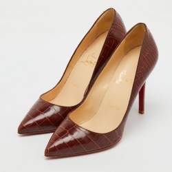 Christian Louboutin Brown Crocodile Leather Pigalle Pumps Size 39