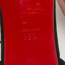 Christian Louboutin Black Suede Pom Pom Ankle Strap Sandals Size 39.5