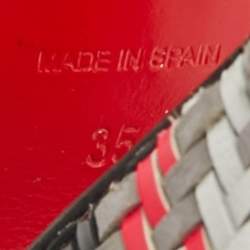 Pre Owned Christian Louboutin Cream Leather Tresse Belle Ankle Strap Sandals Size 35