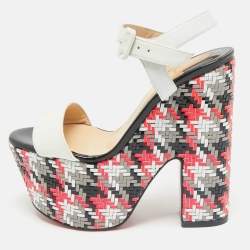 Christian Louboutin Cream Leather Tresse Belle Ankle Strap Sandals Size 35