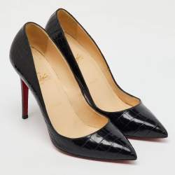Christian Louboutin Black Crocodile Leather Pigalle Pumps Size 39.5