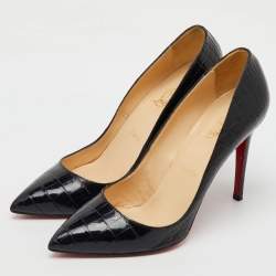 Christian Louboutin Black Crocodile Leather Pigalle Pumps Size 39.5