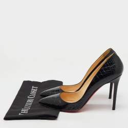Christian Louboutin Black Crocodile Leather Pigalle Pumps Size 39.5