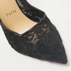 Christian Louboutin Black Lace and Mesh Follies Strass Pumps Size 40