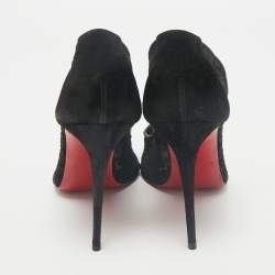 Christian Louboutin Black Lace and Mesh Follies Strass Pumps Size 40