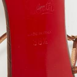 Christian Louboutin Brown Croc Embossed Leather Crococuty Ankle-Strap Pumps Size 38.5