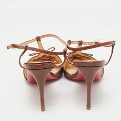 Christian Louboutin Brown Croc Embossed Leather Crococuty Ankle-Strap Pumps Size 38.5