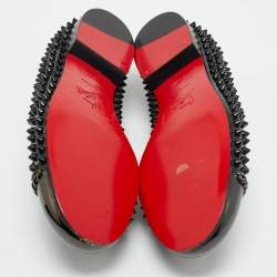 Christian Louboutin Black Patent Leather Glitz Spikes Smoking Slippers Size 38