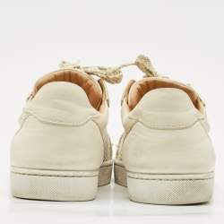 Christian Louboutin Cream Leather and Mesh Vieira Lace Up Sneakers Size 40